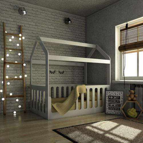 Кровать-домик без ящика белый Мебель для детской
