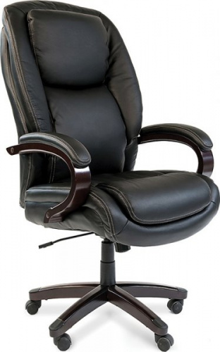 Кресло руководителя CHAIRMAN 408 натуральная черная кожа +PU / дерево Кресла для руководителей